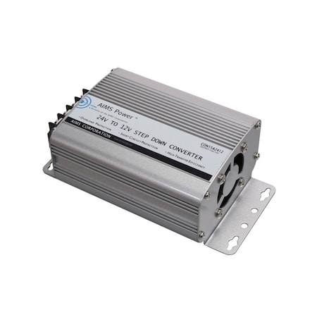 Aims Power DC to DC Converter, 24V DC to 12V DC, 0 Hz, Aluminum CON15A2412
